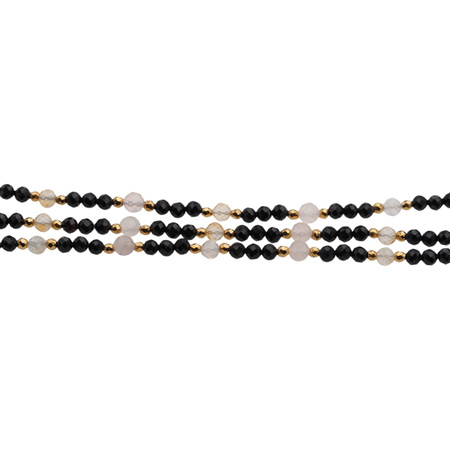 Bransoletka na nogę - Turmalin, cytryn, kwarc różowy, rubin i srebro złocone