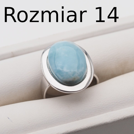 Pierścionek regulowany z owalnym Larimarem w srebrze rodowanym