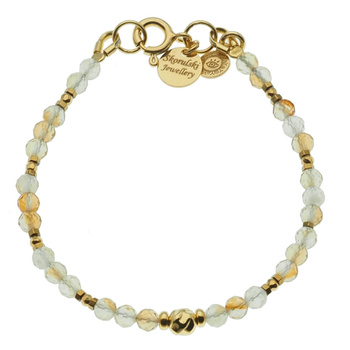 Bransoletka - Cytryn cięte kulki, oko proroka i srebro złocone