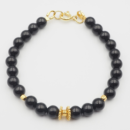 Bransoletka - Turmalin czarny i srebro złocone