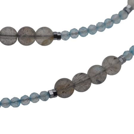 Naszyjnik z zawieszką - Labradoryt, Topaz, Kryształ Górski i srebro