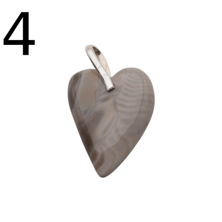 Zawieszka serce - Krzemień Pasiasty i srebro