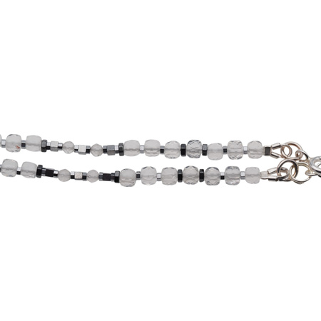 Naszyjnik - Kryształ Górski, hematyt, serce i srebro