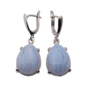 Kolczyki z Chalcedonem w srebrze rodowanym