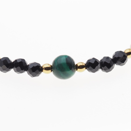 Bransoletka mix - Turmalin, cytryn, kwarc różowy i srebro złocone