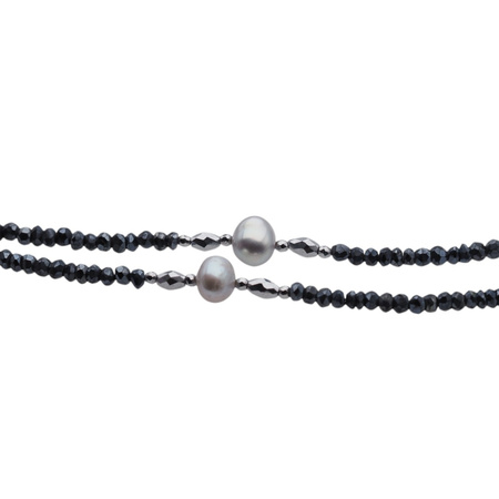 Naszyjnik - Spinel, Perły, Hematyt i srebro