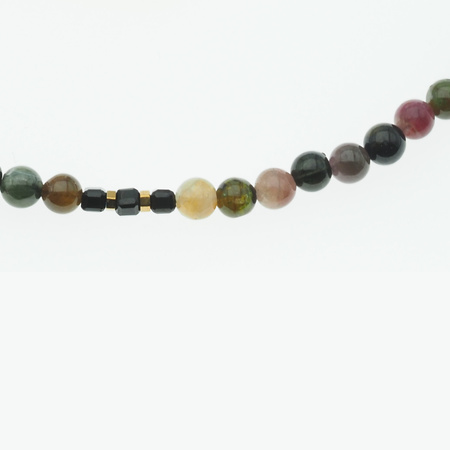 Naszyjnik regulowany - Turmalin kolorowy kulki, zawieszka słońce i srebro złocone