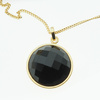 Naszyjnik srebrny złocony - cięty Onyks okrągły na łańcuszku