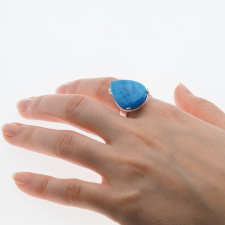 Pierścionek regulowany – Apatyt łza w srebrze próby 925