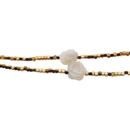 Bransoletka - Muszla kwiatek, Hematyt złoty i srebro złocone