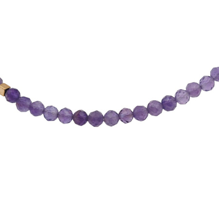 Bransoletka regulowana - Ametyst fasetowane kulki i srebro złocone