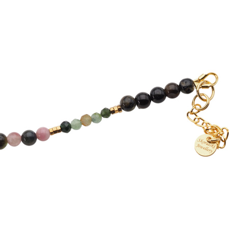 Naszyjnik mix - Turmalin Kolorowy, Hematyt i srebro złocone