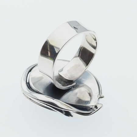 Pierścionek regulowany - Apatyt łza w srebrze oksydowanym