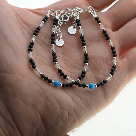 Bransoletka mix - Apatyt, Turmalin, cytryn, kwarc różowy i srebro