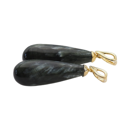 Zawieszka - Serafinit (Klinochlor) kropla w srebrze złoconym