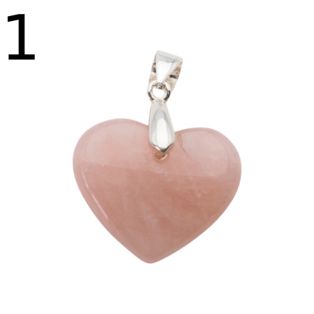 Zawieszka - Kwarc Różowy serce w srebrze