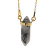 Naszyjnik - Kwarc Rutylowy sopel w okuciu srebrnym, złoconym na łańcuszku