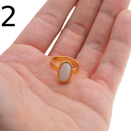 Pierścionek regulowany - Kamień Księżycowy owal i srebro złocone