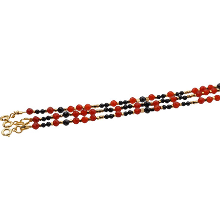 Bransoletka - Onyks czerwony, Turmalin, Hematyt i srebro złocone