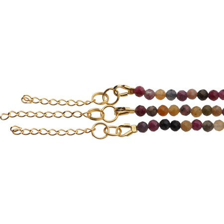 Bransoletka - cięty Turmalin kolorowy i srebro złocone