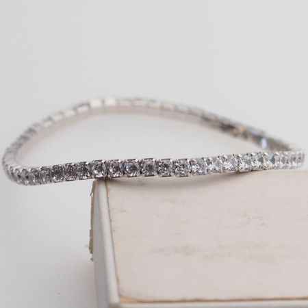 Bransoletka sprężynująca - cyrkonie w srebrze