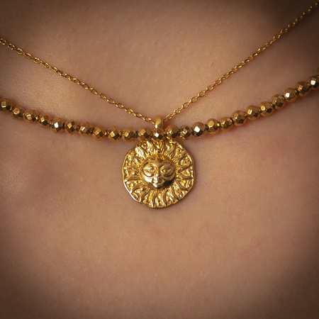 Naszyjnik na łańcuszku - słońce i srebro złocone