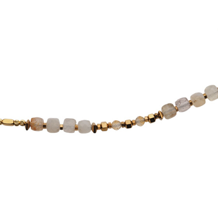 Naszyjnik - Cytryn, złoty Hematyt, księżyc i srebro złocone