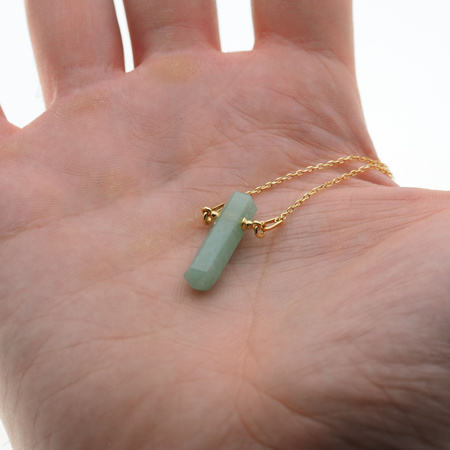 Naszyjnik - Awenturyn sopel na łańcuszku srebrnym złoconym