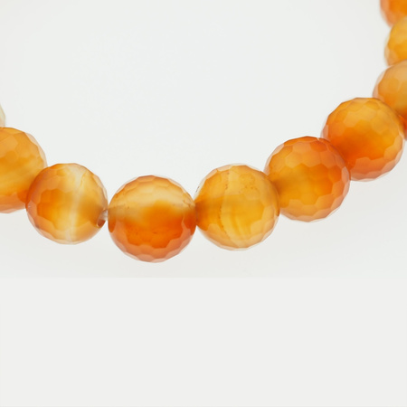 Bransoletka 18 cm - cięty Karneol kulki 10mm i srebro złocone