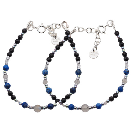 Bransoletka mix - Turmalin, Lapis Lazuli, Labradoryt, hematyt i srebro