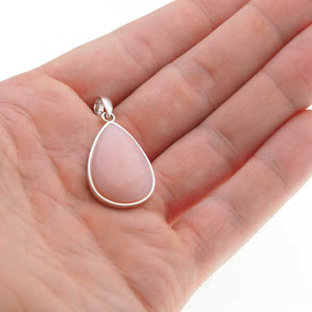 Zawieszka - Opal Różowy łza w srebrze