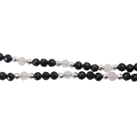 Bransoletka mix - Turmalin, cytryn, kwarc różowy, rubin i srebro