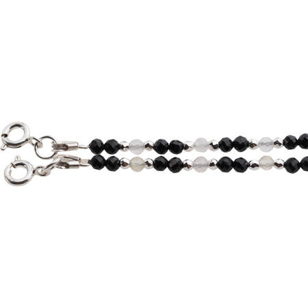 Naszyjnik mix - Turmalin, cytryn, kwarc różowy i srebro