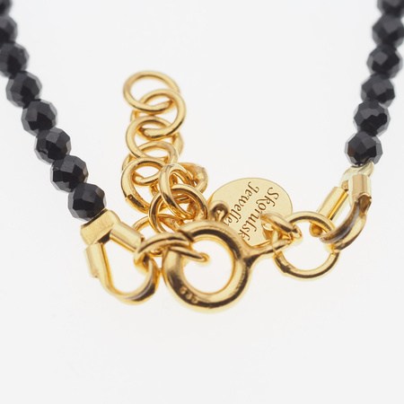 Naszyjnik z sercem - Spinel fasetowane kulki i srebro złocone