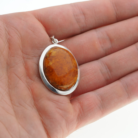Zawieszka - Bursztyn owalny w srebrze 