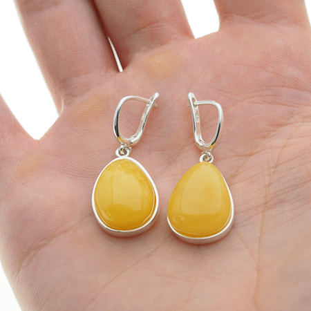 Kolczyki - mleczny Bursztyn i srebro