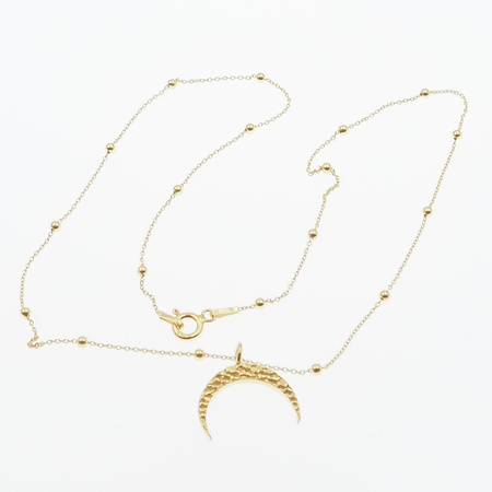 Naszyjnik z młotkowanym księżycem - srebro złocone