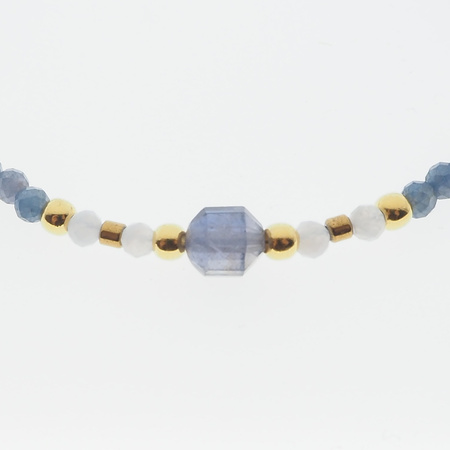 Bransoletka - Kamień Księżycowy, Iolit i srebro złocone