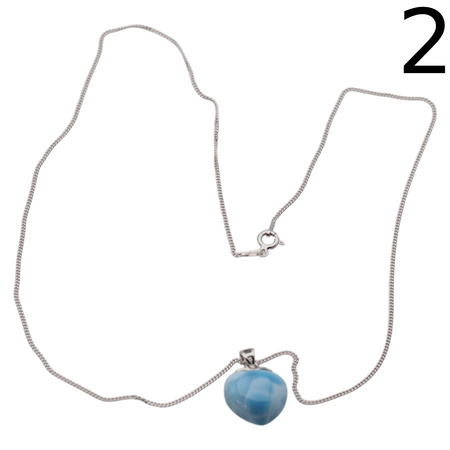 Naszyjnik z zawieszką - larimar serce w srebrze rodowanym