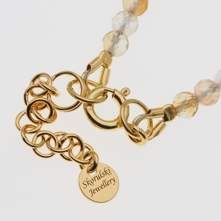 Naszyjnik obfitości i miłości - Cytryn, Turmalin czarny, Kwarc Różowy i srebro złocone