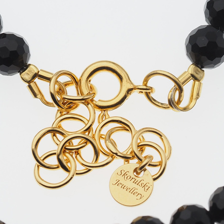 Naszyjnik - Onyks fasetowane kulki i srebro złocone