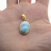 Zawieszka - larimar owalny 20x12 mm w srebrze złoconym