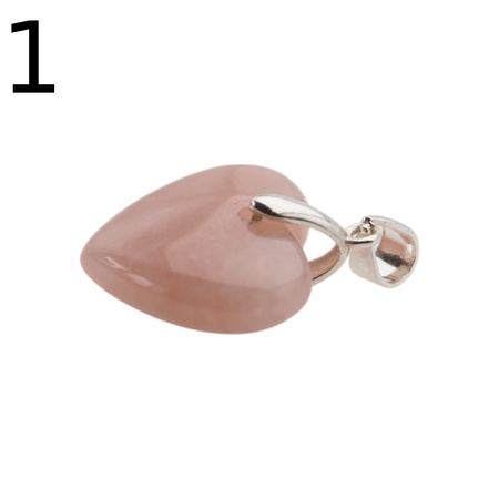 Zawieszka - Kwarc Różowy serce w srebrze