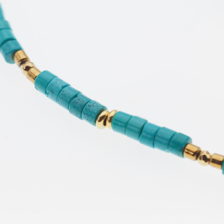 Naszyjnik regulowany - Turkus walce i srebro złocone