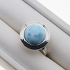 Pierścionek regulowany z okrągłym Larimarem w srebrze