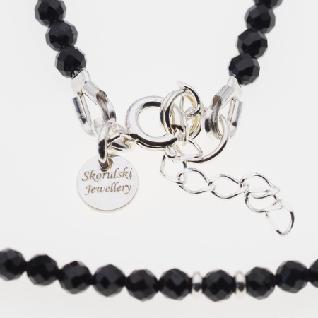 Naszyjnik regulowany - Turmalin czarny fasetowane kulki i srebro