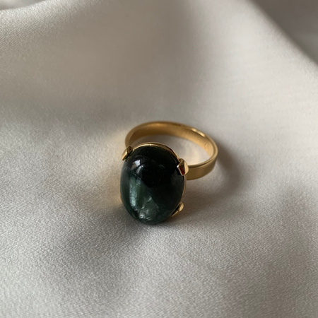 Pierścionek regulowany z owalnym Serafinitem w srebrze złoconym