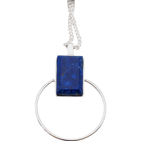 Naszyjnik srebrny z Lapisem Lazuli w kształcie prostokąta