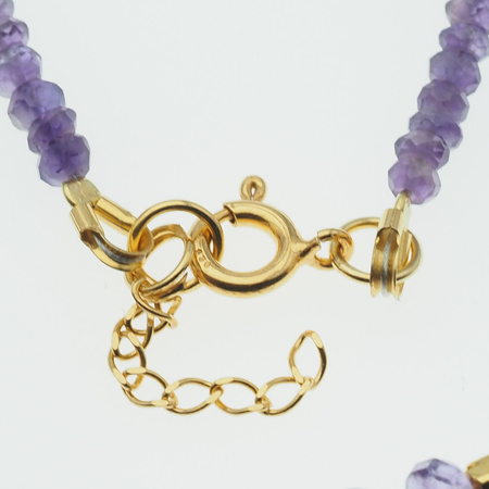 Naszyjnik regulowany - Ametyst fasetowane oponki i srebro złocone