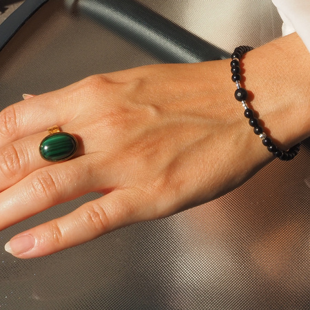 Bransoletka - Turmalin czarny, Onyks i srebro